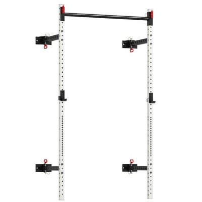 Soozier Folding Squat Rack with Pull Up Bar, Wall Mounted, 1000 Pounds Capacity Power Rack