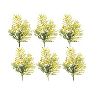 Mimosa Spray Set of 6 – 21.5 Inch Height – Green and Yellow Floral Stems for Vases By Melrose - 1 of 3