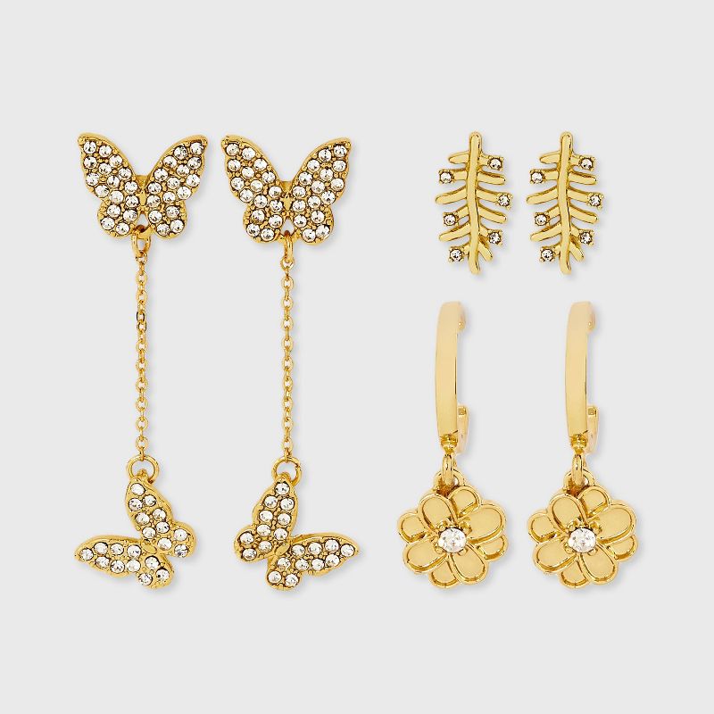 SUGARFIX by BaubleBar Floral Friends Earring Set 3pc - Gold, 1 of 3