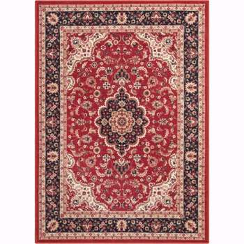 Well Woven Kings Court Gene Non-Slip Oriental Medallion Area Rug - Entryway, Kitchen & Laundry Room -Machine-Washable, Low Looped Pile