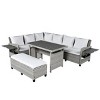 Modern Outdoor Sofa Set, L-Shaped Sofa With Extendable Side Tables, PE Wicker Sofa with Washable Covers and Cushions-Coolbibila - 2 of 4