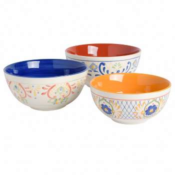 Laurie Gates Tierra 3 Piece Stoneware Nesting Bowl Set in Assorted Designs