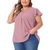 Agnes Orinda Women's Plus Size Summer V-neck Ruffle Short Sleeve Swiss Dot Flowy Blouses - 2 of 4