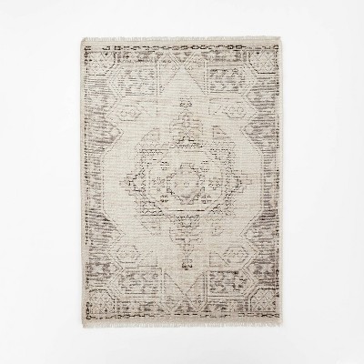 Knolls Authentic Handknotted Distressed Persian Rug Gray/Ivory/Black - Threshold™ designed with Studio McGee