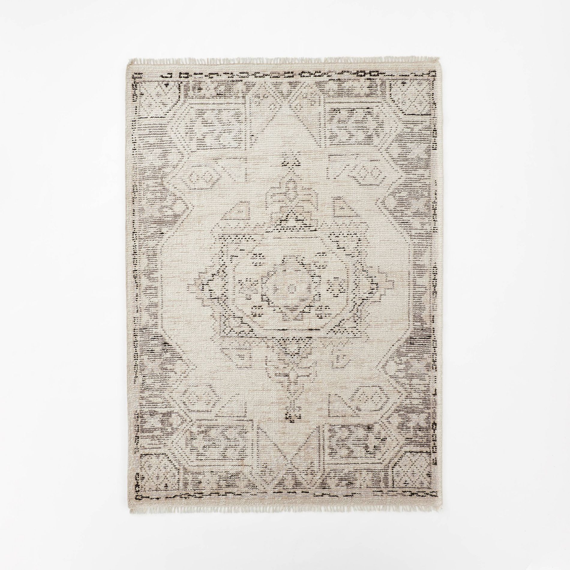 Knolls Authentic Handknotted Distressed Persian Rug Gray/Ivory/Black - Threshold™ designed with Studio McGee