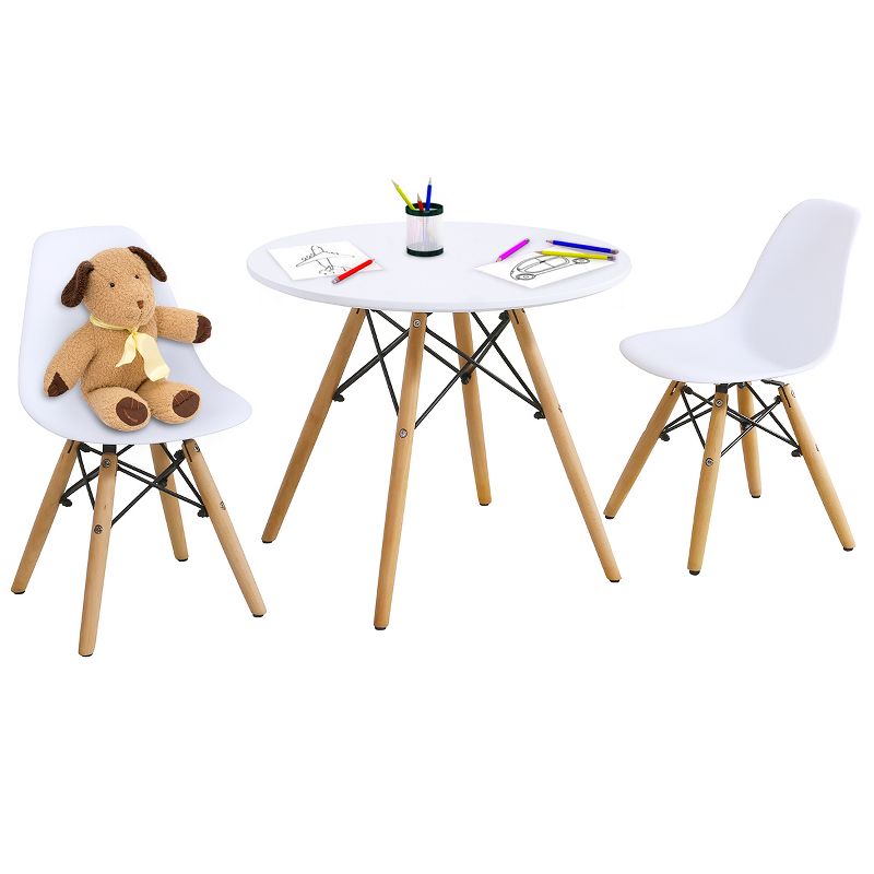 Tangkula Kids Table & 2 Chairs Set Solid Construction Mid-Century Dining Table Toddler, 3 of 9