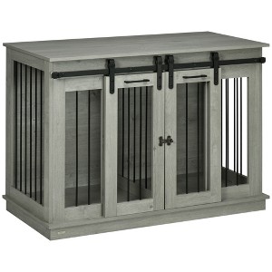 PawHut Modern Dog Crate End Table with Divider Panel, Dog Crate Furniture for Large Dog and 2 Small Dogs with Two Rooms Design - 1 of 4