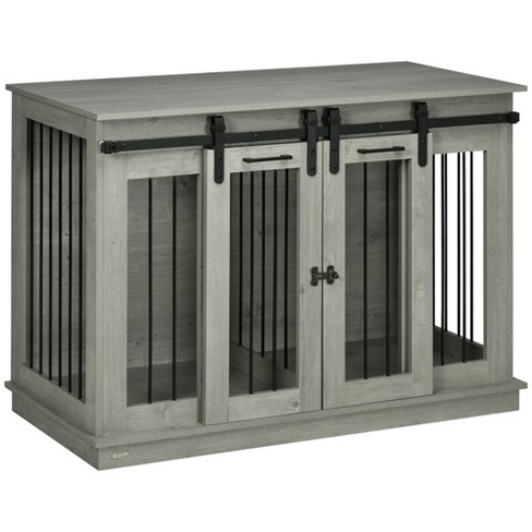 Gray dog crate end table hotsell