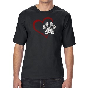 LA Pop Art Paw Heart - Men's Tall and Long Word Art T-Shirt Black X Large - 1 of 3