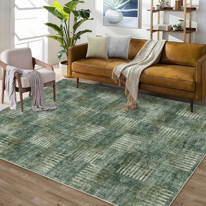 Area Rug Geometric Checkered Accent Rugs for Living Room, Bedroom, Non-Slip Low Pile Modern Abstract Rug - 1 of 4