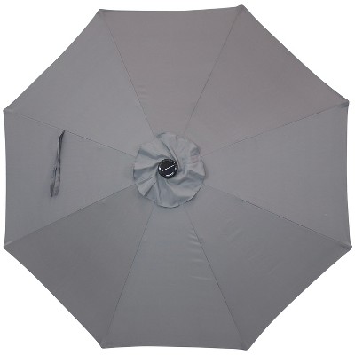 Gray 9-Foot Aluminum Market Patio Umbrella with Solar LED Lights