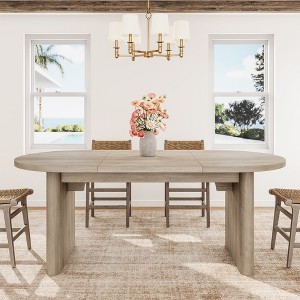 70.8 Inch Oval Dining Table for 6-8 People, Farmhouse Long Large Kitchen Table with Thick Sturdy Wooden Base for Kitchen, Living Room, Office - 1 of 4