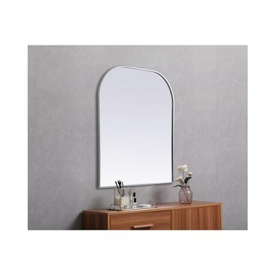 Silver Arch Metal Frame Bathroom Mirror, 36 x 42 Inch