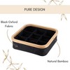 Evideco French Home Goods Square Foldable Storage Basket with Bamboo Frame and Black Fabric, 9-Compartment Organizer - 3 of 4