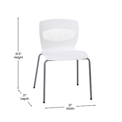 White Armless Metal Stacking Reception Chairs, Set of 5