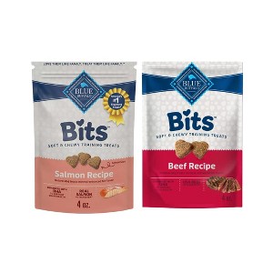 Blue Buffalo Bits Soft Dog Treats Variety Pack, 4oz each (Salmon and Beef) - 1 of 3