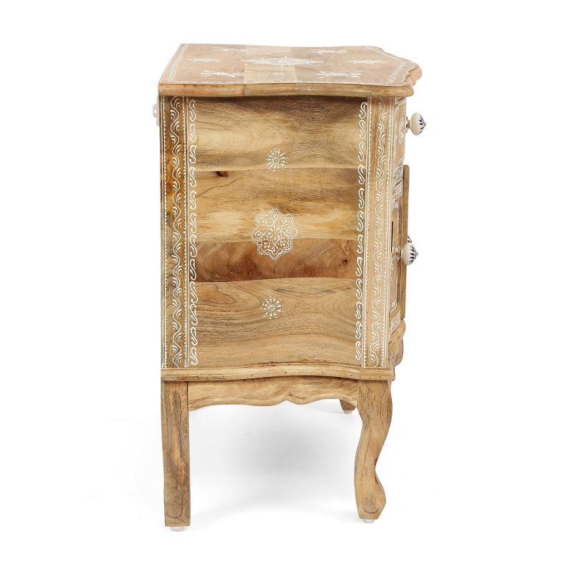 Culloden Handcrafted Boho Mango Wood Cabinet Natural/White - Christopher Knight Home, 5 of 10