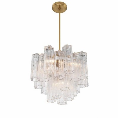 Addis 4-Light Clear Glass and Aged Brass Chandelier