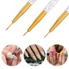 Unique Bargains Nail Art Brushes 3 Pcs Nail Design Tools Kit Nail Liner Brush Gold Tone Handle - 3 of 4