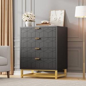 3/4/5 Drawer Dresser for Bedroom, Modern Dressers with Gold Metal Handles for Living Room, Hallway, Entryway - 1 of 4