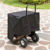Gardenised Black Firewood Rack Outdoor Indoor, Heavy Duty Firewood Carrier Wood Fireplace Tool Rack, Rolling Storage Cart with Cover - 4 of 4