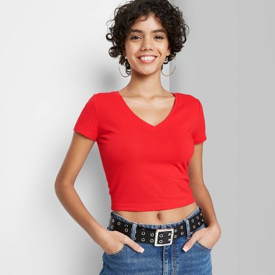 cropped red t shirt