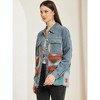 Allegra K Women's Denim Lapel Long Sleeve Vintage Shacket Jacket - 3 of 4