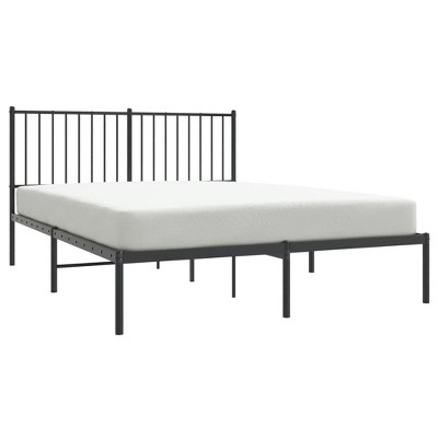 vidaXL Black Metal Bed Frame with Storage Space and Headboard, Sturdy Powder-Coated Steel