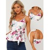 Allegra K Women's Floral Print Sleeveless V Neck Tie Waist Peplum Cami Top - image 2 of 4