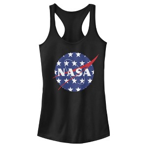Juniors Womens NASA American Flag Large Stars Logo Racerback Tank Top - 1 of 4
