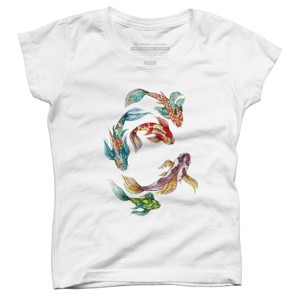Girl's Design By Humans Watercolor and Ink Abstract Koi Fish By Owlsome T-Shirt - 1 of 3