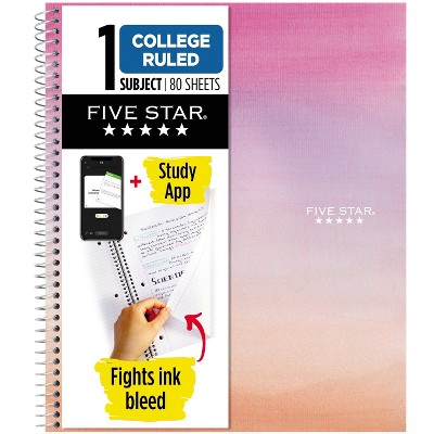 Five Star Fashion 1 Subject 80ct College Ruled Notebook Ombre Sunset