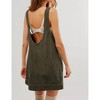 Coolmee Women Summer Mini Dress Corduroy Overall Dress Round Neck A Line Skirtall Jumper Mini Dress Pinafore with Pockets - 3 of 4