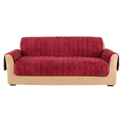 Antimicrobial Quilted Loveseat Furniture Protector Burgundy - Sure Fit