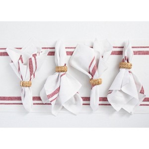 Solino Home Striped Linen Dinner Napkins | French Stripe - 1 of 4
