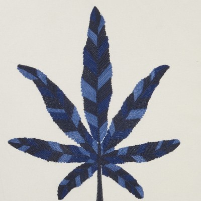 Ivory and Indigo Embroidered Square Throw Pillow Set