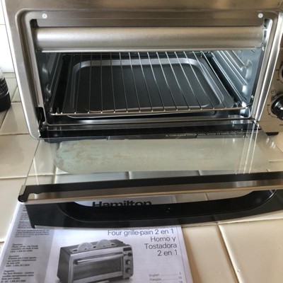 Hamilton Beach 2 in 1 1450 W 4-Slice Silver Toaster Oven with 2