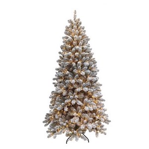 Holiday Bright Lights 1-2 Tree Christmas Tree, Full LED 450 ct Flock King Pine Color Changing - 7 ft. - 1 of 4