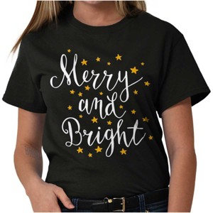 Christmas Merry and Bright Star Womens Graphic T Shirt Tees Brisco Brands - 1 of 4