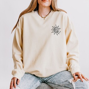 Simply Sage Market Embroidered Summer Sun Lightweight Garment Dyed Sweatshirt - 1 of 4