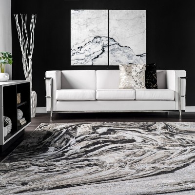 Gray Abstract Braided Reversible Synthetic Area Rug
