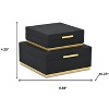 HomeRoots Set of Two Black And Gold Striped Square Nesting Storage Boxes With Lids - 3 of 4