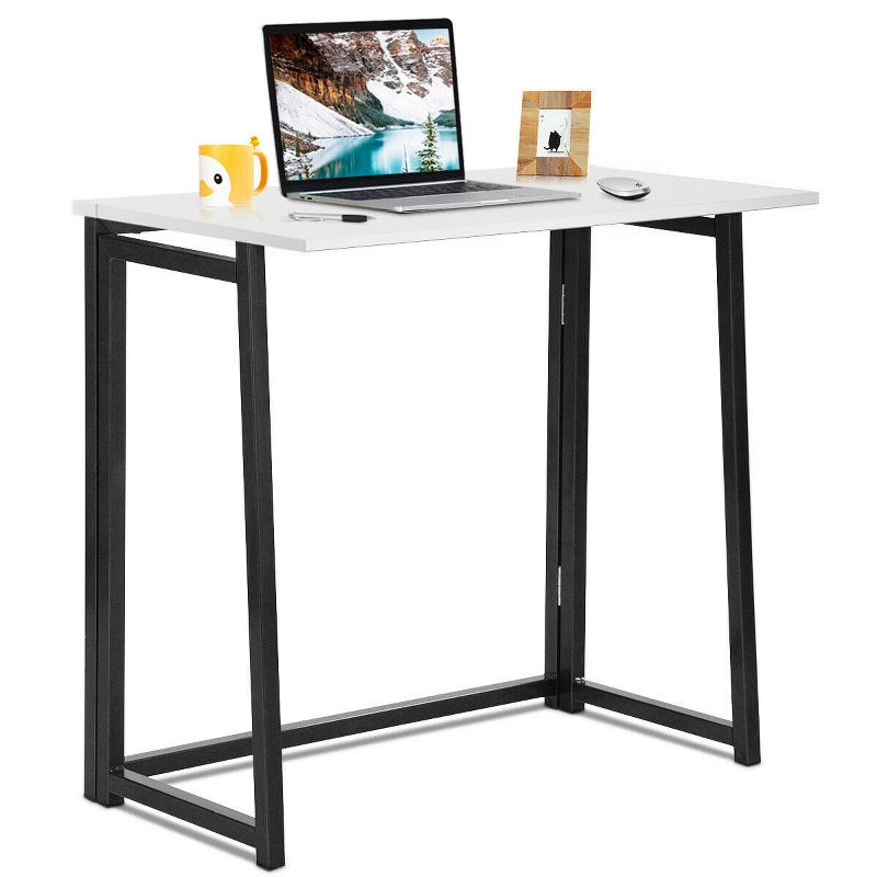 Costway Foldable Computer Desk Home Office Laptop Table Writing Desk Study Table Natural/White/Brown/Black, 1 of 11