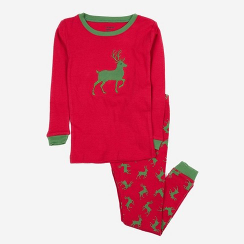 Leveret Two Piece Cotton Christmas Pajamas Reindeer Red And Green 12 18 Month Target