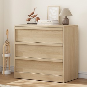 3 Drawer Dresser for Bedroom, Natural Nightstand 3 Chest of Drawers with Large Storage, Small Bedside Table for Living Room, Nursery, Entryway - 1 of 4