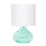 Glass Raindrop Table Lamp with Fabric Shade Aqua - Simple Designs