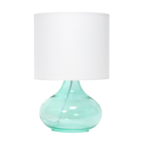 Glass Raindrop Table Lamp With Fabric, Aqua Glass Table Lamp