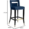 UNISOAR Modern Counter Height Bar Chair Set of 2 Velvet Bar Stools with Armrest Vintage Bar Chairs for Home and Kitchen, Blue - 2 of 4