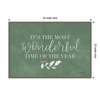 Green Christmas IV Canvas Framed Wall Art 33" x 23"