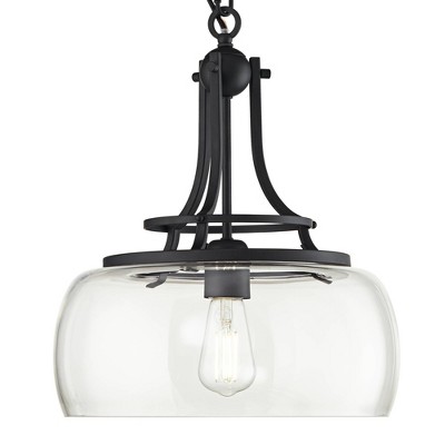 Charleston Black Metal and Clear Glass Pendant Light with Edison Bulb